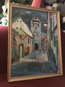 Signiertes und gerahmtes Stadtbild Pariser Gemälde / Litho Druck - Bild 1 von 4