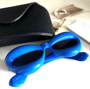 NEW LOEWE LW40098I 90A INJECTED SHINY BLUE/GREY LENS AUTHENTIC SUNGLASSES 55-16 - Picture 1 of 7