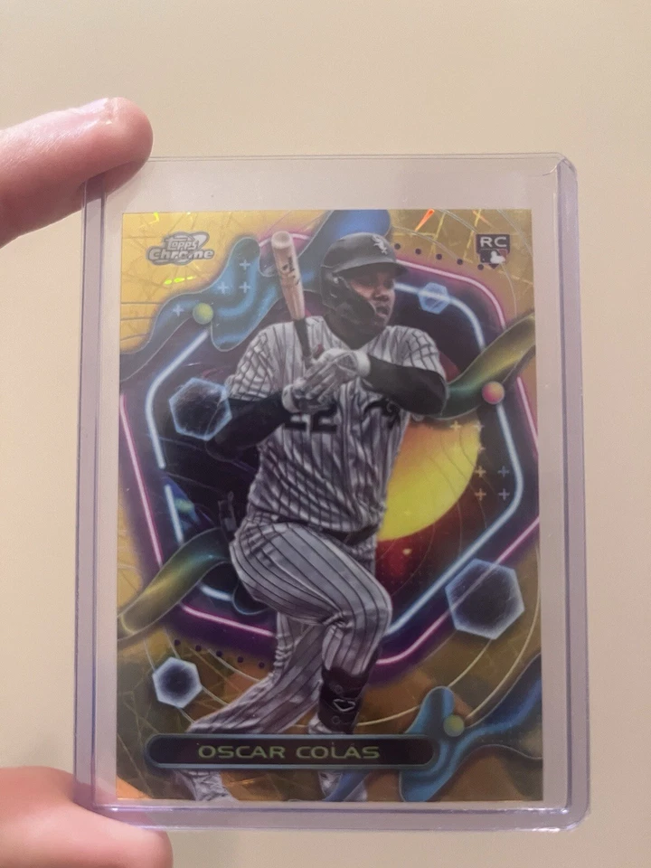 Oscar Colás 2023 Topps Cosmic Chrome RC Gold Interstellar Refractor #/50 - Image 1 of 2
