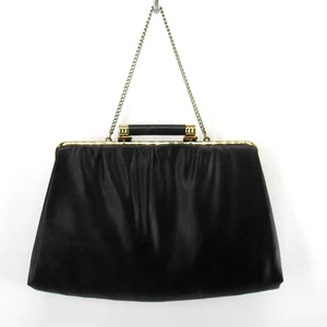 Borsa a mano vintage Ande donna nera raso pieghe tracolla catena borsetta pochette - Foto 1 di 14
