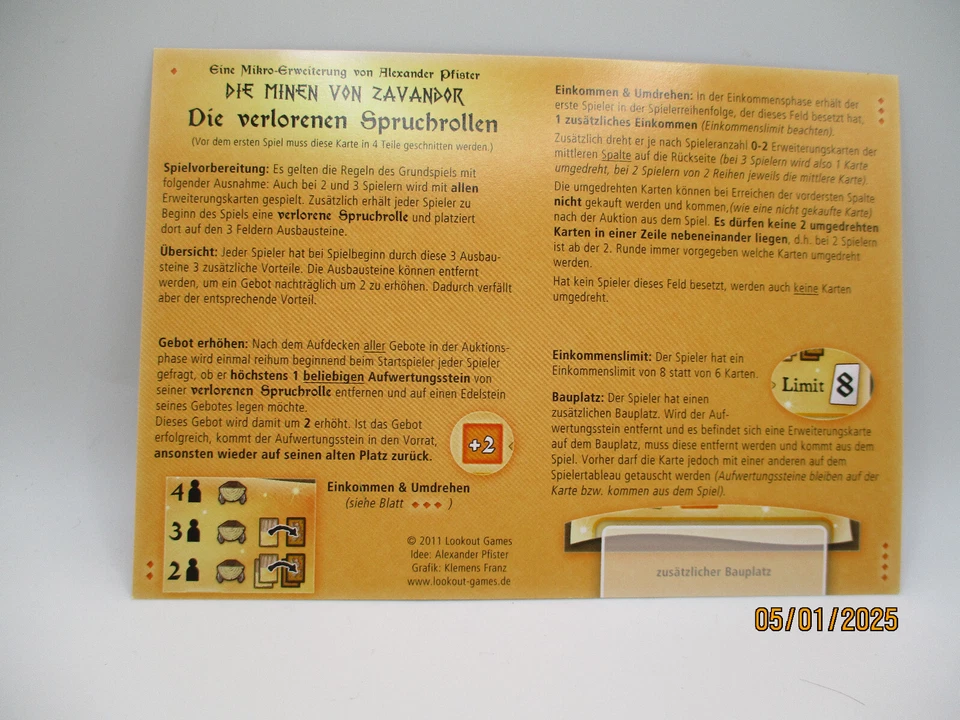 DIE MINEN VON ZAVANDOR DIE VERLORENEN SCHRIFTROLLEN ERWEITERUNG SELTEN DEUTSCH - Bild 1 von 1