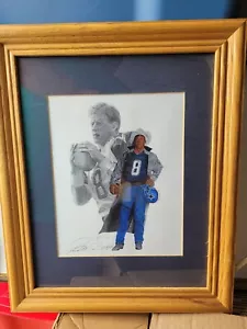 Dallas Cowboys Troy Aikman framed and signed Artist print #'d/500 - Picture 1 of 3