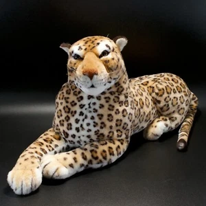 Peluche de gato manchado de leopardo juguetes mejor hechos realistas grandes limpios vintage 15" usado en excelente estado - Imagen 1 de 15