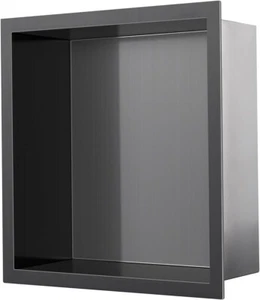 Grey Black Stainless Steel Shower Niche Recessed Storage Cube Shelf 30 x 30 x 10 - Picture 1 of 15