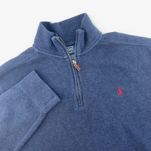 Polo Ralph Lauren Men's Blue Cotton 1/4 Zip Pullover Sweater XL - Picture 1 of 8