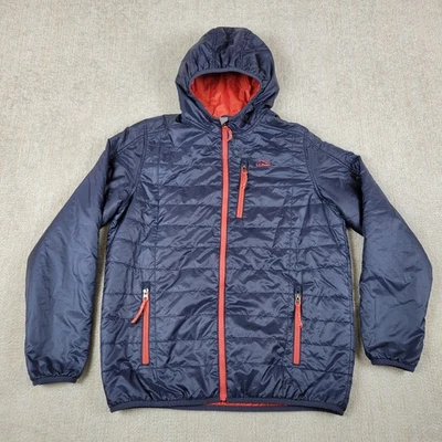 Ll Bean Puffer Jacket Youth Boys XL 18 Blue Full Zip Hooded Quilted Lightweight - Image 1 of 4