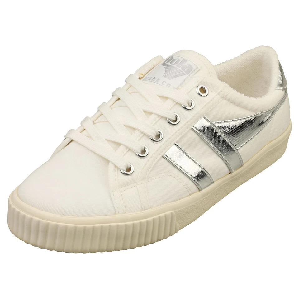 Gola Women's Mark Cox Low Top Trainers Shoes off White Silver Size 6