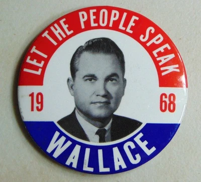 George Wallace 1968 campaña pin botón político Foto 1 de 2