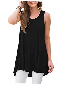 Women's Tank Tops Crewneck Tunic Summer Sleeveless T-Shirt Blouse - Picture 1 of 5