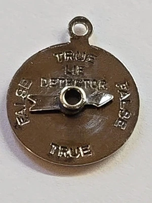 Sterling Silver ~ LIE DETECTOR Charm ~ Spinning True False Pendant ~VINTAGE 1940 - Image 1 of 4