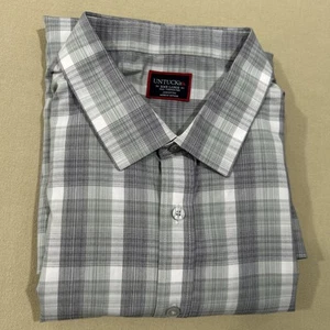 Untuckit Camicia Uomo 3XL Alta XXXLT Verde Bianco Plaid Manica Lunga 100% Cotone - Foto 1 di 12