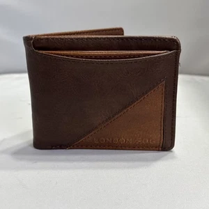London Fog Men's Leather Bifold Passcase Wallet Brown New - Bild 1 von 15