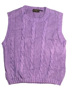 Vintage Tomboy LeSport Purple Woven Sweater Vest Women's Size Large Ramie Cotten - Picture 1 of 6