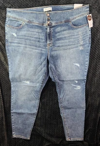 Pantalones de mezclilla elásticos flexibles desgastados de tiro alto Lane Bryant Jeggings para mujer 26 - Imagen 1 de 12