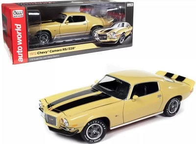 1972 Chevrolet Camaro RS Z28 Cream Yellow 1/18 Diecast Model AMM1311 Auto World - Image 1 of 4