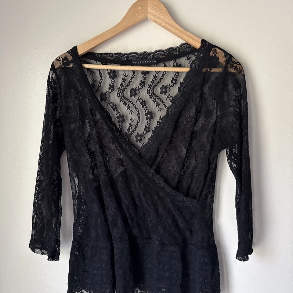 Top Babydoll Apostrophe Negro Encaje Hada Grunge Talla L Cachicho Floral Transparente Foto 1 de 4