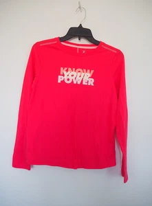 Xersion KNOW YOUR POWER Long Sleeve Quick Dry Activewear Pink Shirt XL 16 NEW - Picture 1 of 4