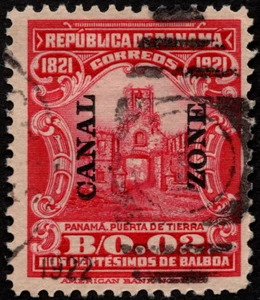 Canal Zone Stamp Scott # 61 F-VF Used - 2 Cents Carmine Panama Land Gate Issue - Picture 1 of 1