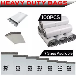 100Pcs Poly Mailer Post/Courier Bag Plastic Satchel Self Sealing Satchel 7 Sizes - Picture 1 of 7