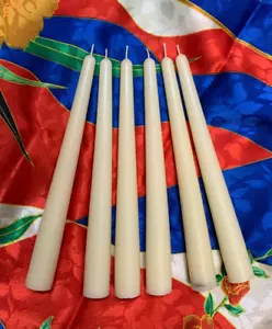 Premium Qualität Elfenbein dreifach gefiltert 100 % natürliches Bienenwachs 8" Kegel 6er Set - Bild 1 von 3
