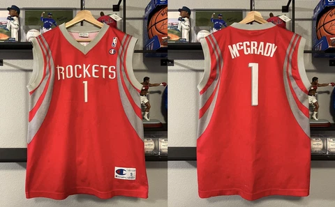 Vintage Champion Europe Tracy McGrady Houston Rockets Red Away Jersey S Cover