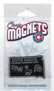 SOUTH DAKOTA " THE MOUNT RUSHMORE STATE" OUTLINE MAP MAGNET in Souvenir Bag,NEW - Picture 1 of 4
