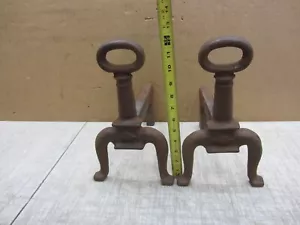 JUEGO DE 2 LLAVES ART DECO PESADAS DE COLECCIÓN ANTIGUAS DE HIERRO FUNDIDO CHIMENEA ANDIRONS PERROS DE TRONCO - Imagen 1 de 9
