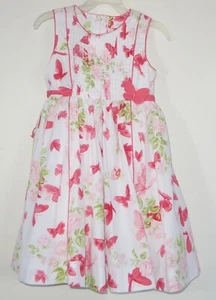 Vestido Lydia Jane Talla 4 Blanco Rojo Floral Sin Mangas Cierre Botones Completamente Forrado - Imagen 1 de 3