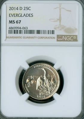 2014 D EVERGLADES QUARTER NGC MS67 PL RARE POP 10* - Image 1 of 2
