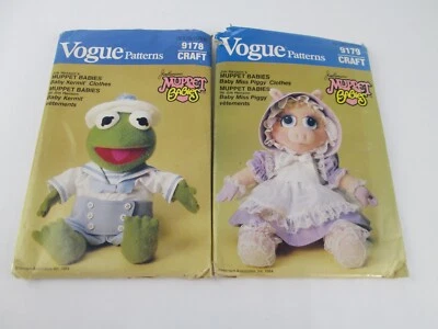 Lot of 2 VTG Vogue Patterns Muppet Babies BABY MISS PIGGY & BABY KERMIT Uncut - Image 1 of 4