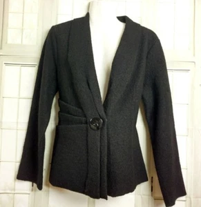 Apple Seeds Jacket Blazer Size M Pocket Black 100% Wool Medium Asymmetrical - Picture 1 of 6