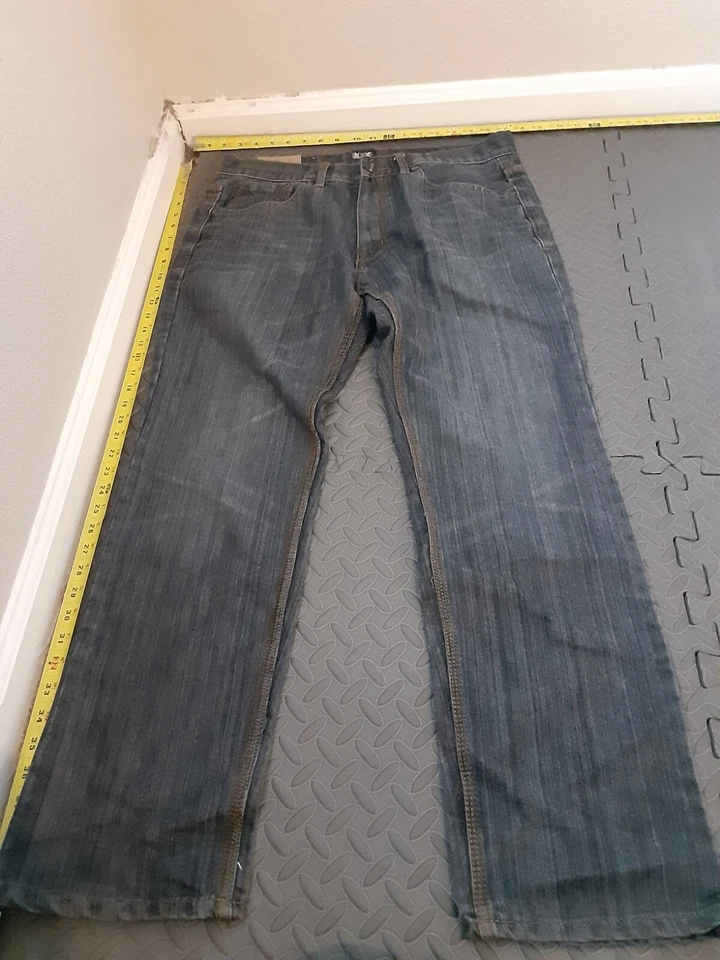 Pantalones de mezclilla para hombre vintage FUSAI Y2K talla 36x32 sueltos rectos bordados #S43 Foto 1 de 4