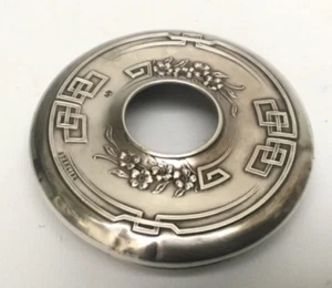 Antique Sterling Silver Hair Receiver Lid Asian Floral for Vanity Jar or Scrap - Picture 1 of 3