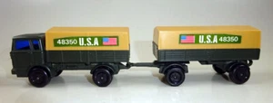 Matchbox TP15 Military Mercedes Truck & Rimorchio nero oliva 4 ruote spoke - Foto 1 di 7