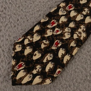 Looney Tunes Tie Taz Tazmanian Devil Brown 100% Silk Made in USA 3.75" - Picture 1 of 7