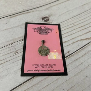 HARLEY DAVIDSON Breast Cancer Awarness Pendant Charm  .925 STERLING SILVER - Picture 1 of 4