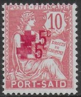 Port-Said stamps 1915 YV 35 Double Ovpt MNH VF / RED CROSS