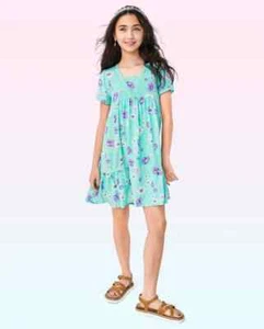 SUMMER DRESS SZ 16-18 (XXL) FLORAL AQUA FLOWERS SUGAR & JADE NEW - Picture 1 of 4