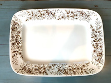A.F. and Co Elsmere White & Brown Transfer Ware Platter Daisy Flower Antique