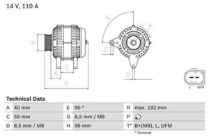 Bosch 0 986 045 390 Alternator Replacement Fits Skoda Rapid 1.6 TDI 2010-2014 - Picture 1 of 9