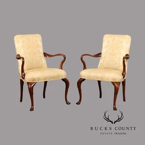 Queen Anne Style Vintage Pair of Mahogany Armchairs - Picture 1 of 13