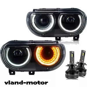 VLAND 2PCS LED Headlights + D2S Bulb For 2008-2014 Dodge Challenger W/Sequential - Picture 1 of 14