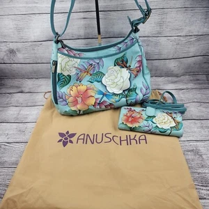 Bolso de Hombro Hobo de Cuero Anuschka-Libélula Mágica + Cartera Bandolera - Imagen 1 de 23