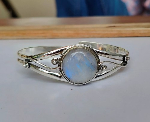 VALENTINO Bellissimo Braccialetto Pietra di Luna Palline Argento Sterling 925 Per Donna