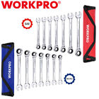 WORKPRO Ratcheting Combination Wrench Set Metric SAE 72 Teeth with Roll Up Pouch