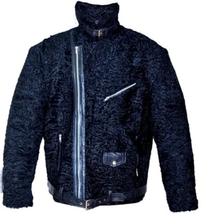 Persian Lamb Fur Real Karakul Astrakhan Swakara Fur Biker Jacket Allsize presale - Picture 1 of 8