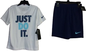 Nike Boy's 2 Piece Set "JUST DO IT" T-Shirt & Short White & Blue Size: 6 NWT $36 - Picture 1 of 5