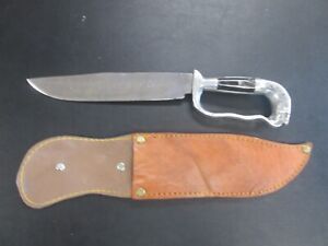 Vintage Mexico Fighting Knife, D handle - w/ Sheath Detailed 7 1/2" Blade