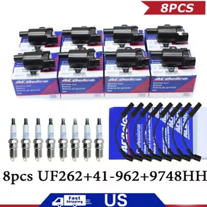 OEM AcDelco 8 PACK UF262 Ignition Coil & 41-962 Spark Plug & 9748HH Wire for GMC - Picture 1 of 7