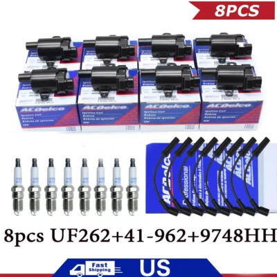 OEM AcDelco 8 PACK UF262 Ignition Coil & 41-962 Spark Plug & 9748HH Wire for GMC - Image 1 of 4